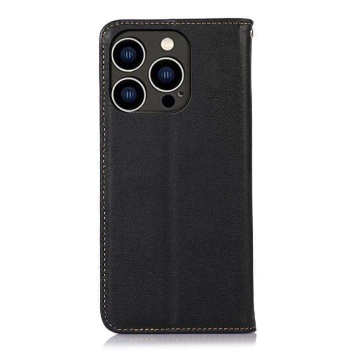 Bild 3, KHAZNEH iPhone 15 Pro Fodral Flip Nappa Textur Svart