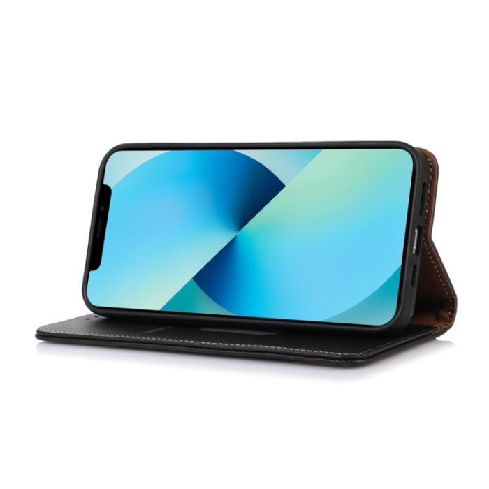 Bild 5, KHAZNEH iPhone 15 Pro Fodral Flip Nappa Textur Svart