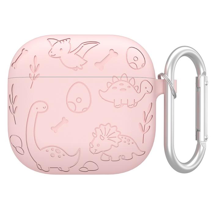 Bild 1, AirPods 4 Skal Med Dinosaurie Motiv Silikon Rosa