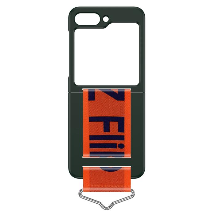 Bild 4, Samsung Galaxy Z Flip 5 Skal Bälte Mörk Grön/Orange