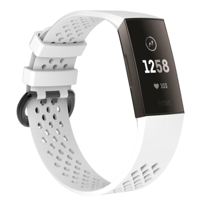 Bild 2, Ihåligt Silikon Armband Fitbit Charge 4/3 (L) Vit