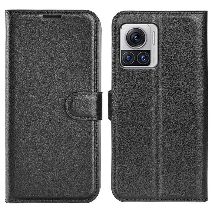 Bild 1, Motorola Edge 30 Ultra 5G Fodral Litchi Läder Svart