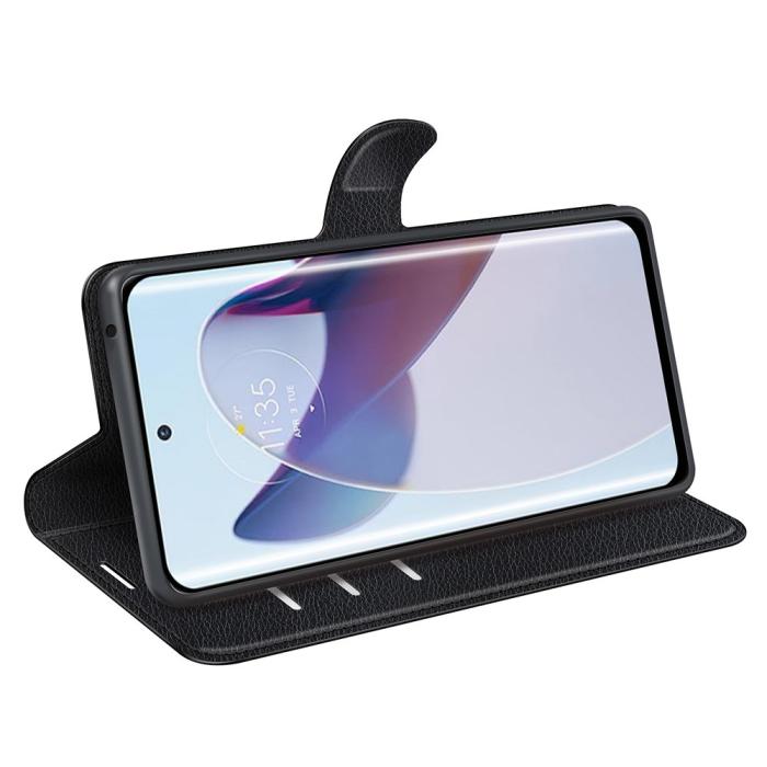 Bild 3, Motorola Edge 30 Ultra 5G Fodral Litchi Läder Svart
