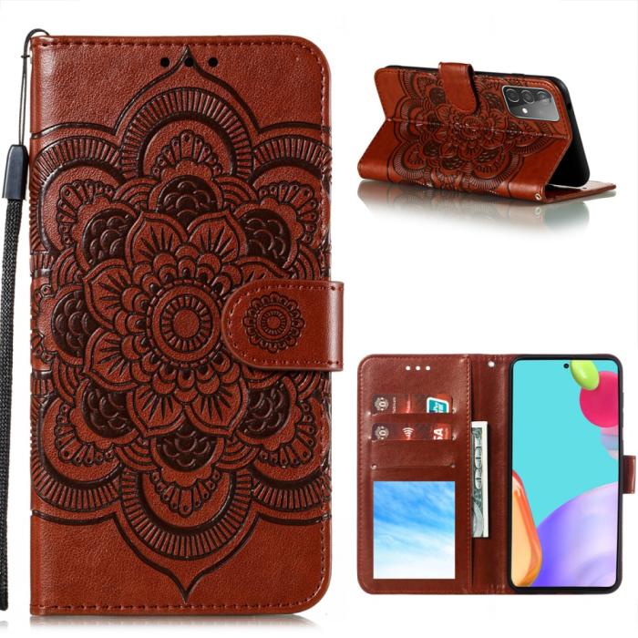 Bild 1, Samsung Galaxy A52 / A52s - Mandala Läder Fodral - Brun