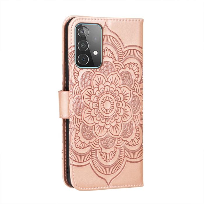 Bild 3, Samsung Galaxy A52 / A52s - Mandala Läder Fodral - Roséguld