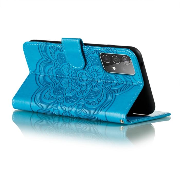 Bild 5, Samsung Galaxy A52 / A52s - Mandala Läder Fodral - Blå