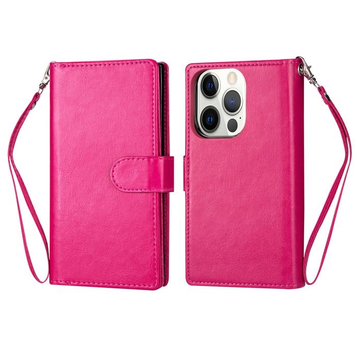 Bild 1, iPhone 13 Pro Max - 9-Korts 2in1 Magnet Fodral / Skal - Rosa
