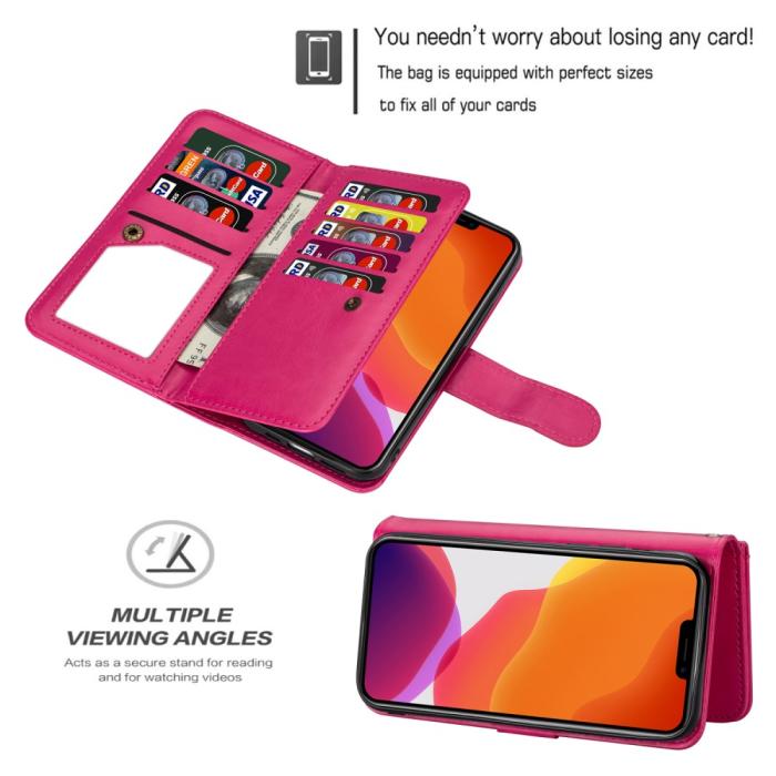 Bild 2, iPhone 13 Pro Max - 9-Korts 2in1 Magnet Fodral / Skal - Rosa