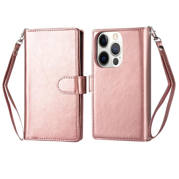 Bild 1, iPhone 13 Pro Max - 9-Korts 2in1 Magnet Fodral / Skal - Roséguld