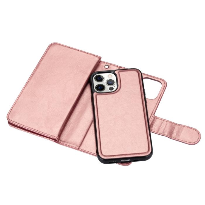 Bild 4, iPhone 13 Pro Max - 9-Korts 2in1 Magnet Fodral / Skal - Roséguld