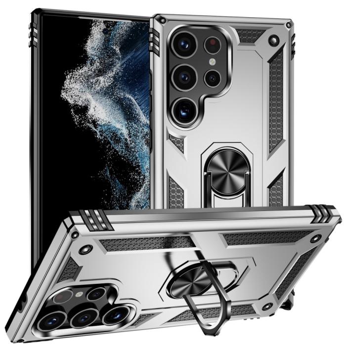 Bild 1, Samsung Galaxy S24 Ultra Skal Ring Hybrid Armor Silver