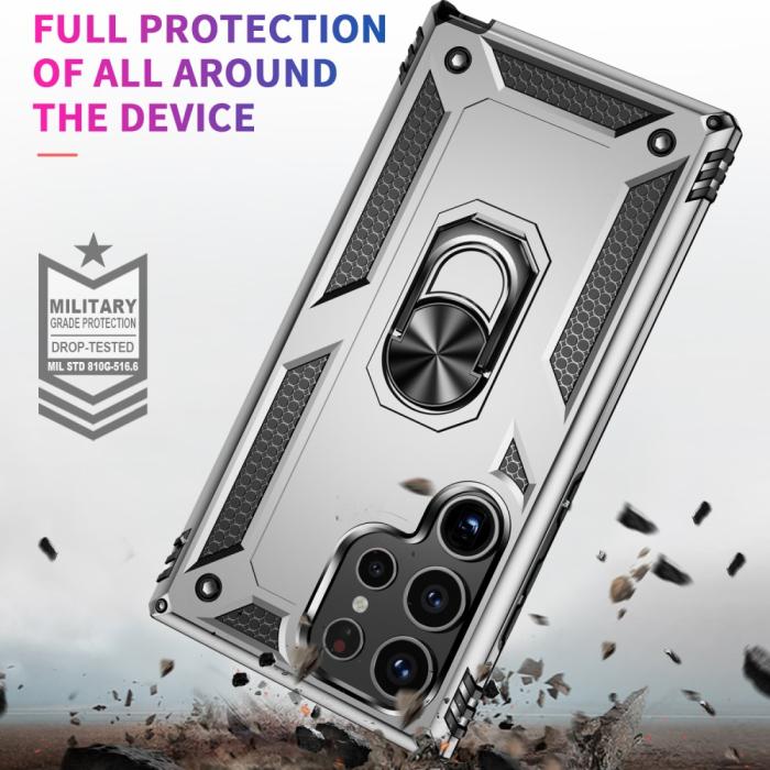 Bild 2, Samsung Galaxy S24 Ultra Skal Ring Hybrid Armor Silver
