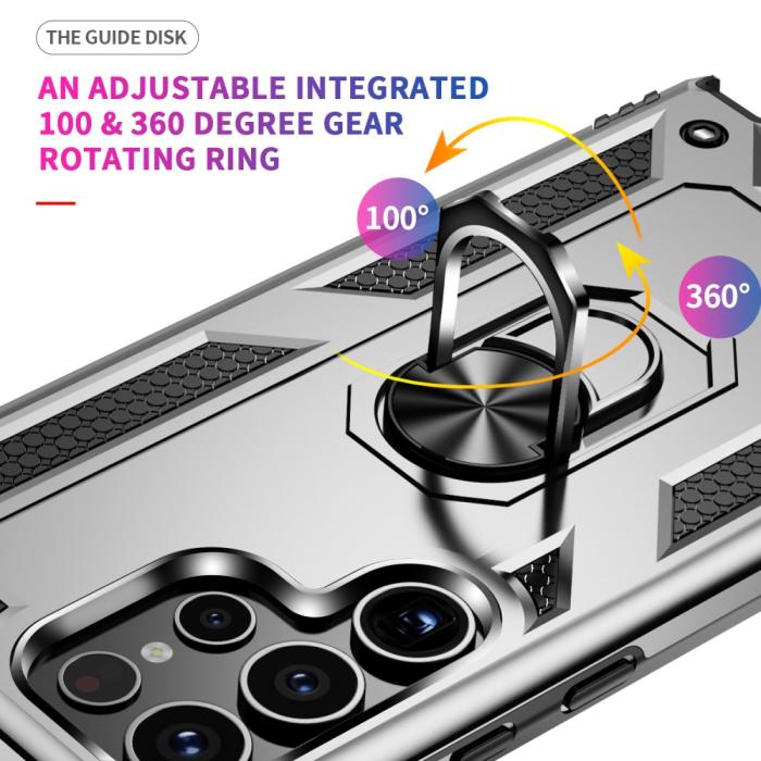 Bild 3, Samsung Galaxy S24 Ultra Skal Ring Hybrid Armor Silver