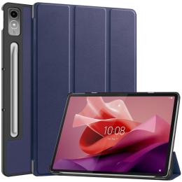 Lenovo Tab P12 Fodral Tri-Fold Läder Mörk Blå