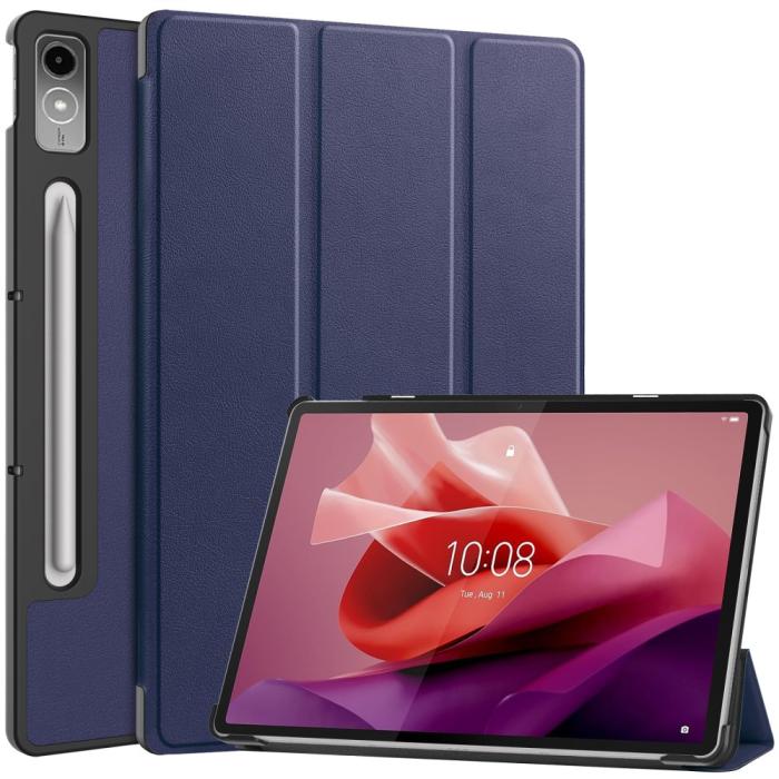 Bild 1, Lenovo Tab P12 Fodral Tri-Fold Läder Mörk Blå