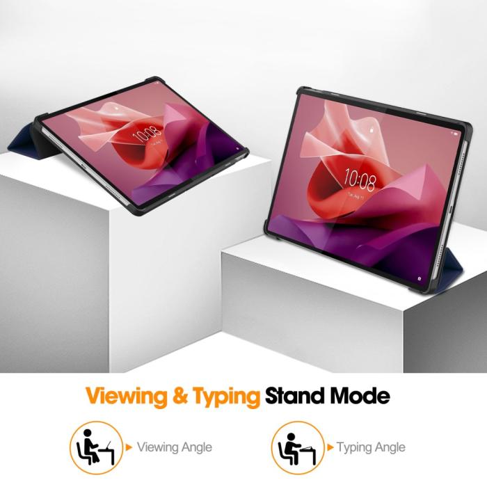 Bild 4, Lenovo Tab P12 Fodral Tri-Fold Läder Mörk Blå