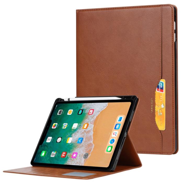 Bild 1, iPad Mini 2024/2021 Fodral Pennhållare Och Frontficka Brun