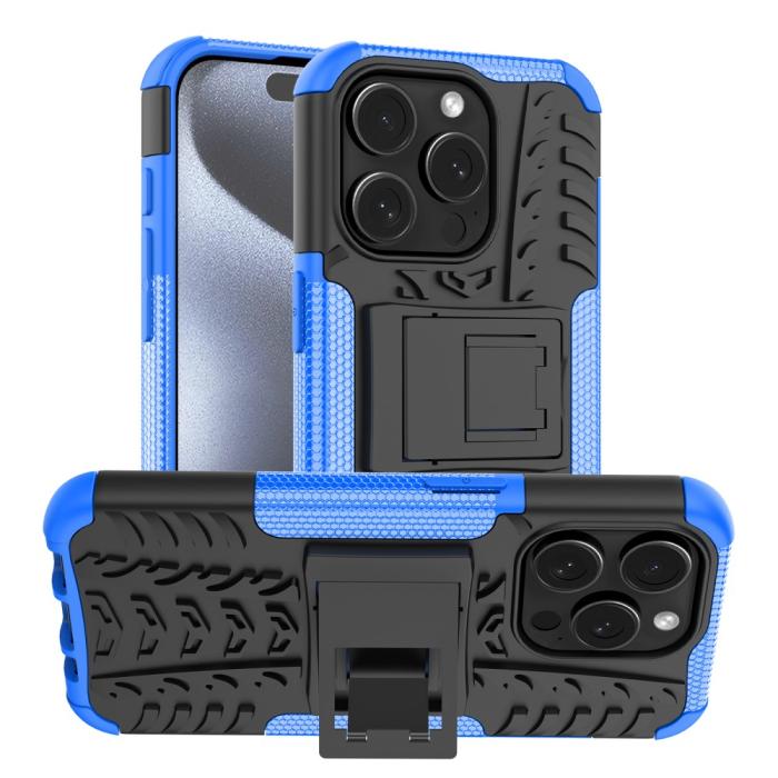 Bild 1, iPhone 15 Pro Stöttåligt Skal med Stöd Blå