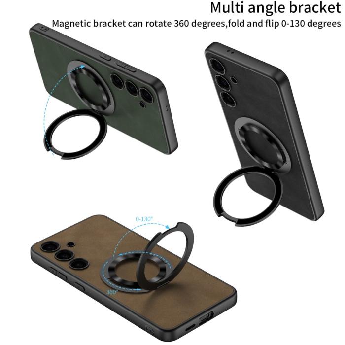 Bild 5, GKK Samsung Galaxy S24 MagSafe Kickstand Läder Skal Grå