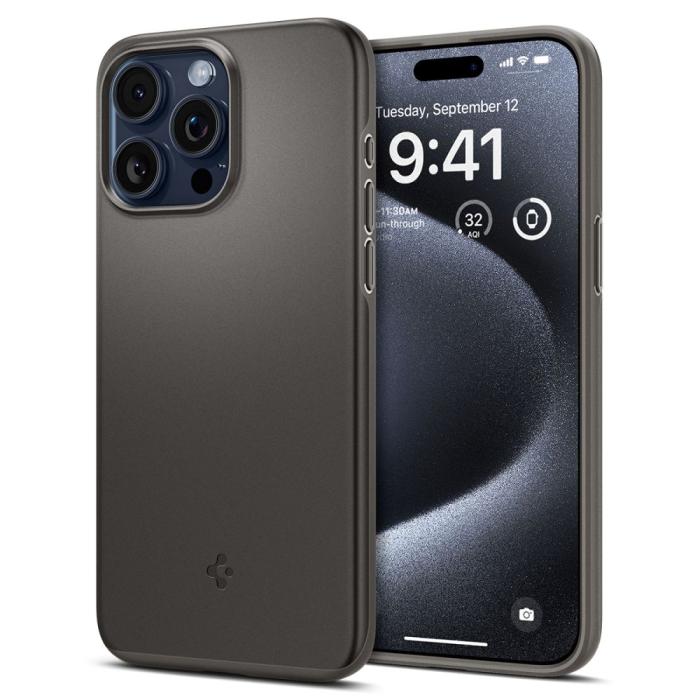 Bild 1, Spigen iPhone 15 Pro Skal Thin Fit Gunmetal