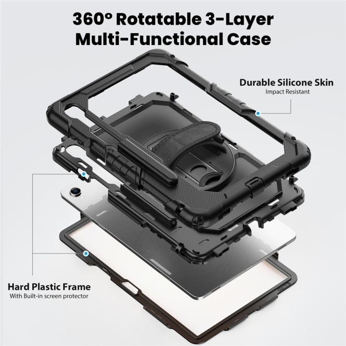 Bild 3, Galaxy Tab S11 Skal 360 Shockproof Hybrid Kickstand Svart