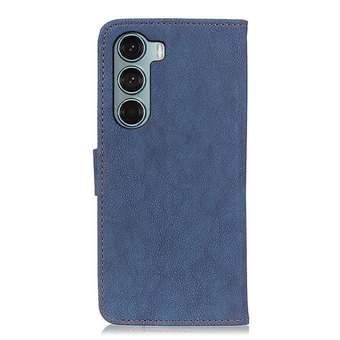 Bild 3, KHAZNEH Motorola Moto G200 Fodral Vintage Split Läder Blå