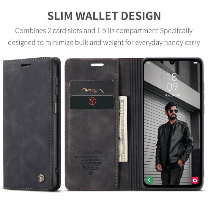 Bild 6, CASEME Samsung Galaxy A16 Fodral Flip Retro Läder Svart