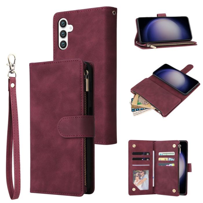 Bild 1, Samsung Galaxy S24 Plus Fodral Läder Multifunktionell Vinröd