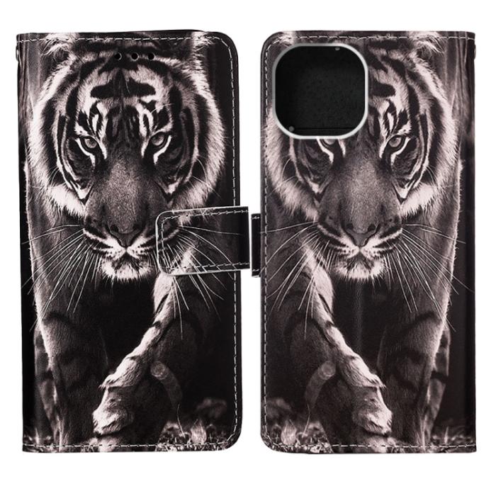 Bild 2, iPhone 14 Fodral Med Tryck Svart/Vit Tiger
