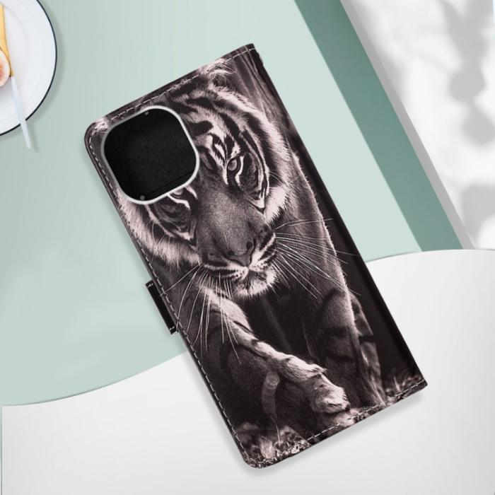 Bild 6, iPhone 14 Fodral Med Tryck Svart/Vit Tiger