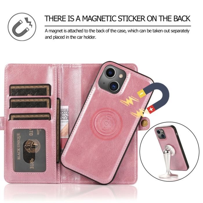 Bild 5, iPhone 14 2in1 Flerfack Magnet Fodral / Skal Roséguld