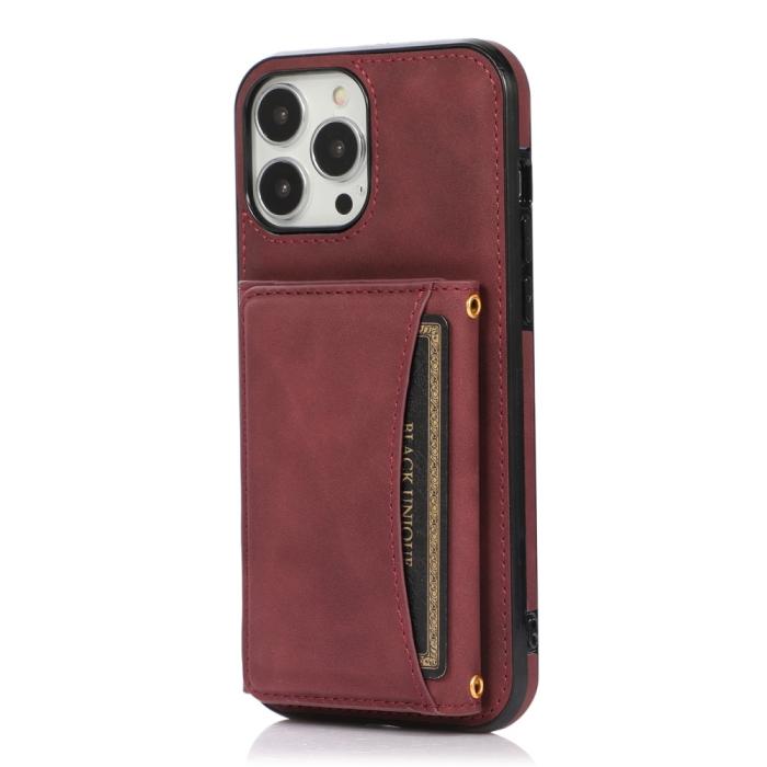 Bild 2, iPhone 15 Plus Skal Kickstand Med Kortfack Vinröd
