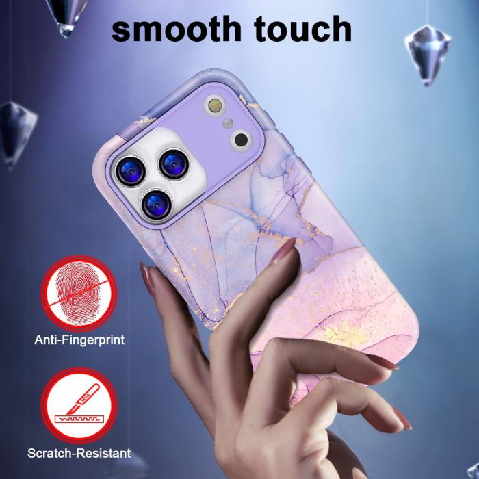 Bild 2, iPhone 17 Pro Max Skal Hybrid Med Marmor Tryck Lila / Rosa