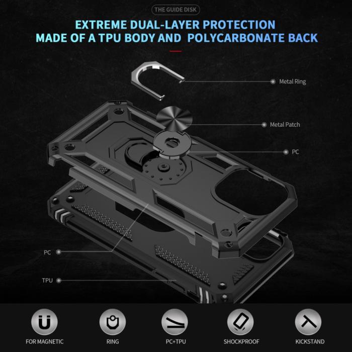 Bild 5, iPhone 16 Skal Shockproof Hybrid Ring Svart