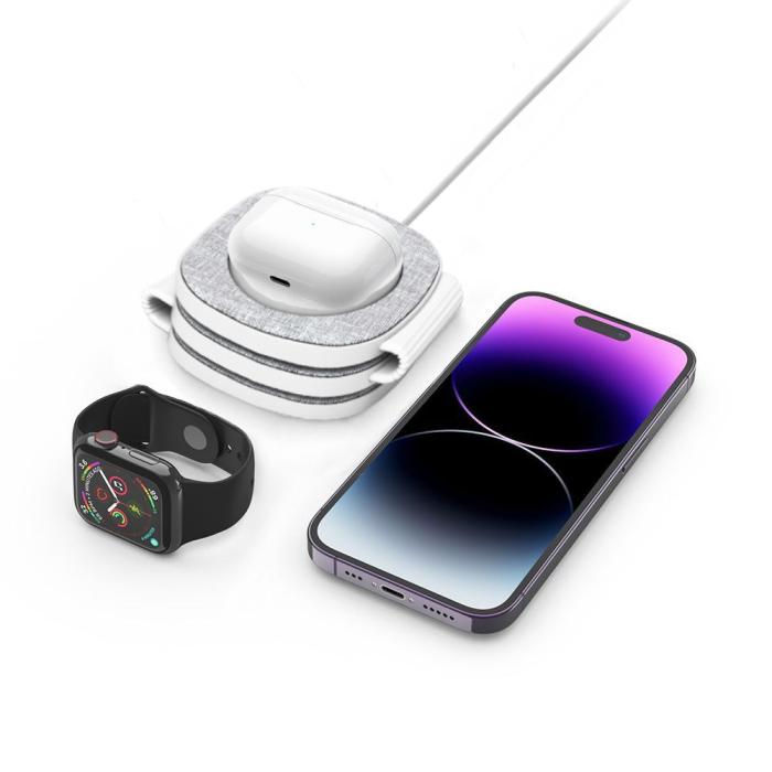 Bild 5, Tech-Protect 15W 3in1 Magnetisk MagSafe Qi Laddare Grå