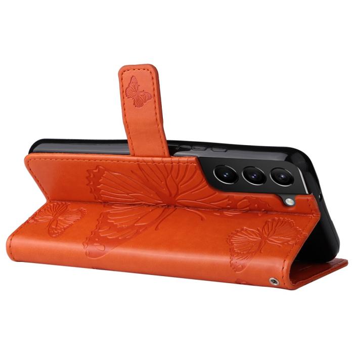 Bild 6, Samsung Galaxy S22 Plus Fodral Fjärilar Tryckt Läder Orange