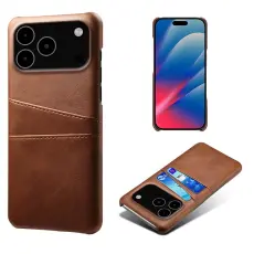 iPhone 17 Pro Max Skal Med Kortfack L&auml;der Brun