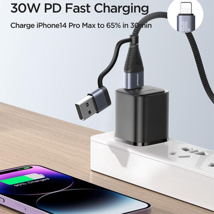 Bild 4, Joyroom 1.2 m 4in1 USB-C/USB-A - USB-C / Lightning Svart