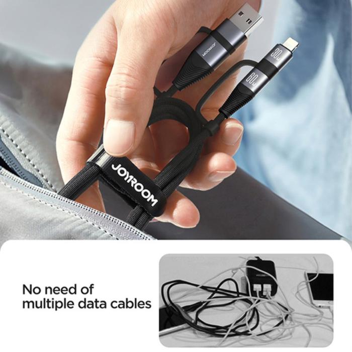 Bild 5, Joyroom 1.2 m 4in1 USB-C/USB-A - USB-C / Lightning Svart