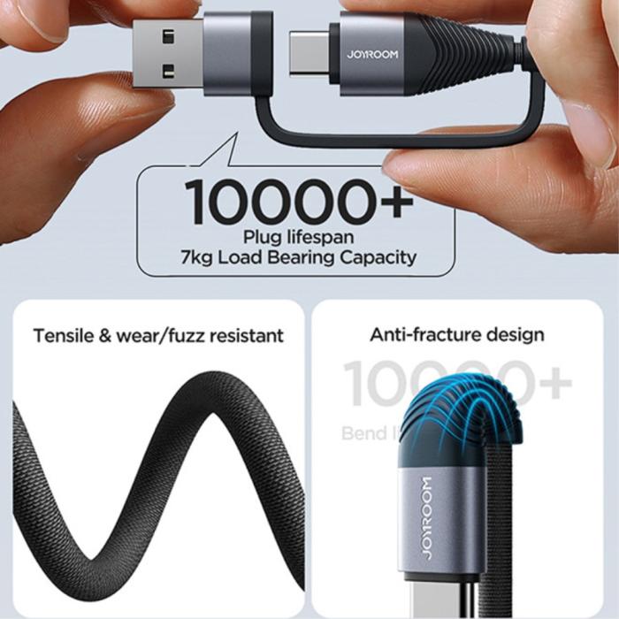 Bild 6, Joyroom 1.2 m 4in1 USB-C/USB-A - USB-C / Lightning Svart