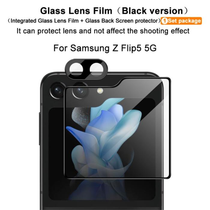 Bild 2, IMAK Galaxy Z Flip 5 Skärmskydd/Linsskydd Härdat Glas Svart