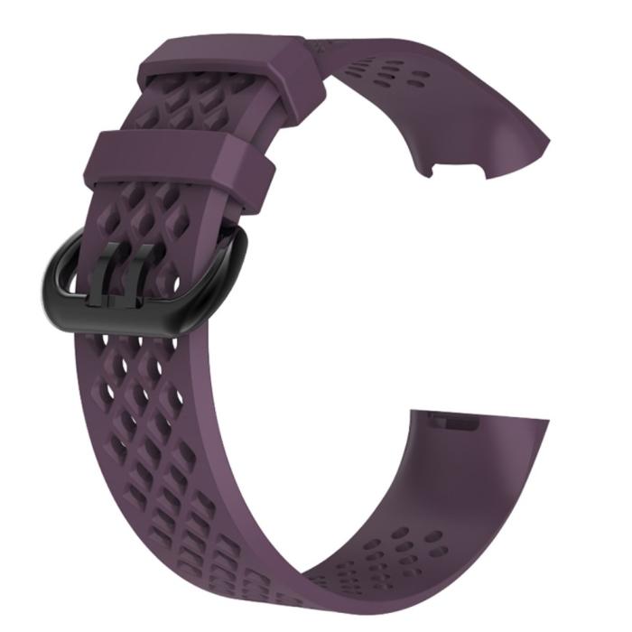Bild 1, Ihåligt Silikon Armband Fitbit Charge 4/3 (L) Lila