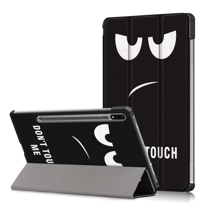 Bild 1, Galaxy Tab S7 FE/S7 Plus/S8 Plus Tri-Fold Läder Fodral Dont Touch Me