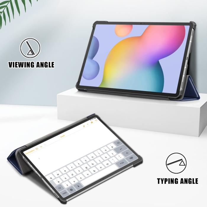 Bild 2, Galaxy Tab S7 FE/S7 Plus/S8 Plus Tri-Fold Läder Fodral Blå