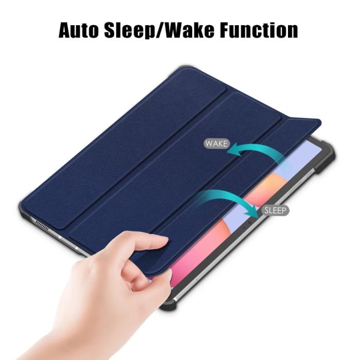 Bild 3, Galaxy Tab S7 FE/S7 Plus/S8 Plus Tri-Fold Läder Fodral Blå