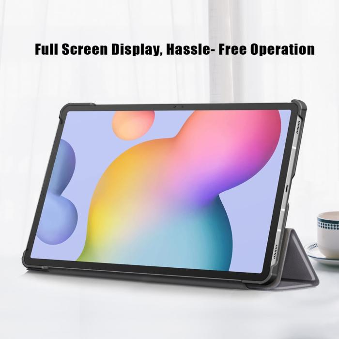 Bild 5, Galaxy Tab S7 FE/S7 Plus/S8 Plus Tri-Fold Läder Fodral Grå