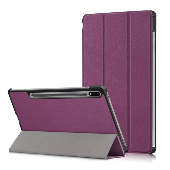 Bild 1, Galaxy Tab S7 FE/S7 Plus/S8 Plus Tri-Fold Läder Fodral Lila