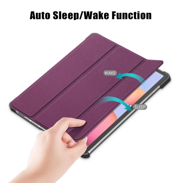 Bild 3, Galaxy Tab S7 FE/S7 Plus/S8 Plus Tri-Fold Läder Fodral Lila