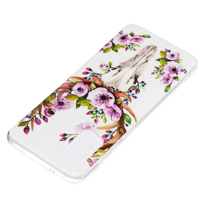 Bild 4, Samsung Galaxy S20 - Glow-in-dark Skal - Blommig Älg