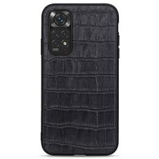 Xiaomi Redmi Note 11 4G Skal Äkta Läder Krokodil Textur Svart